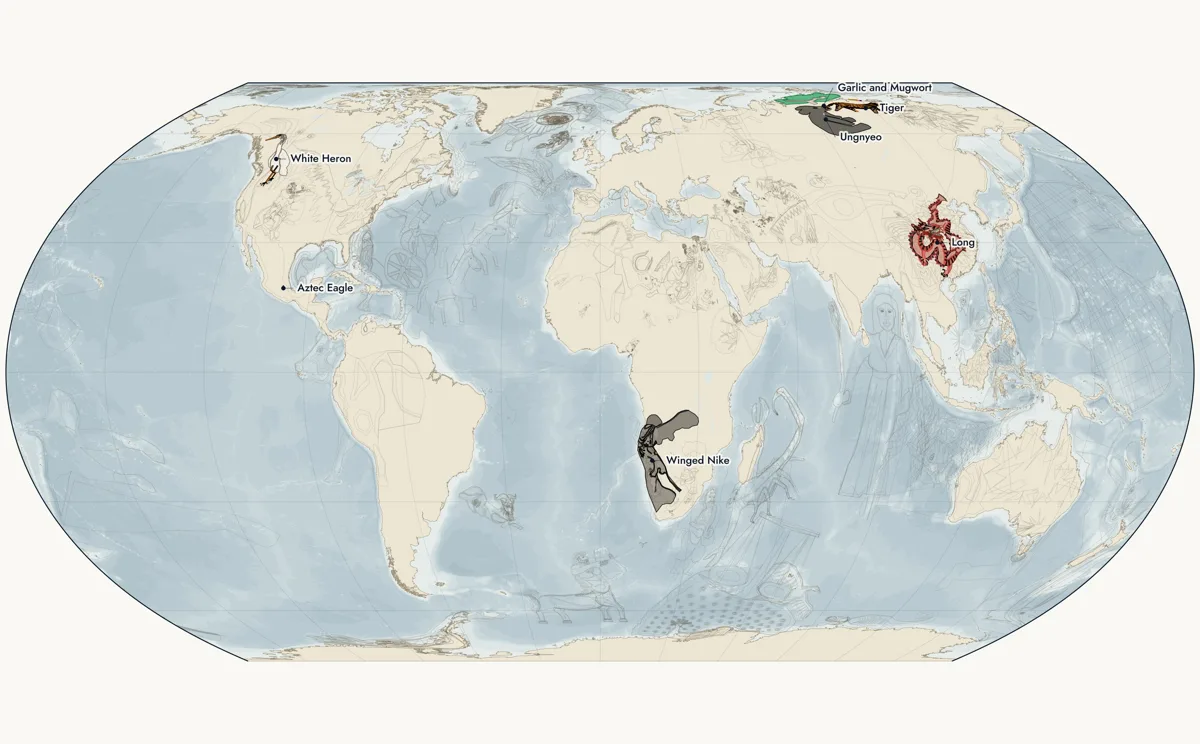 Map of cycle 1, Korean, Aztec and Chinese