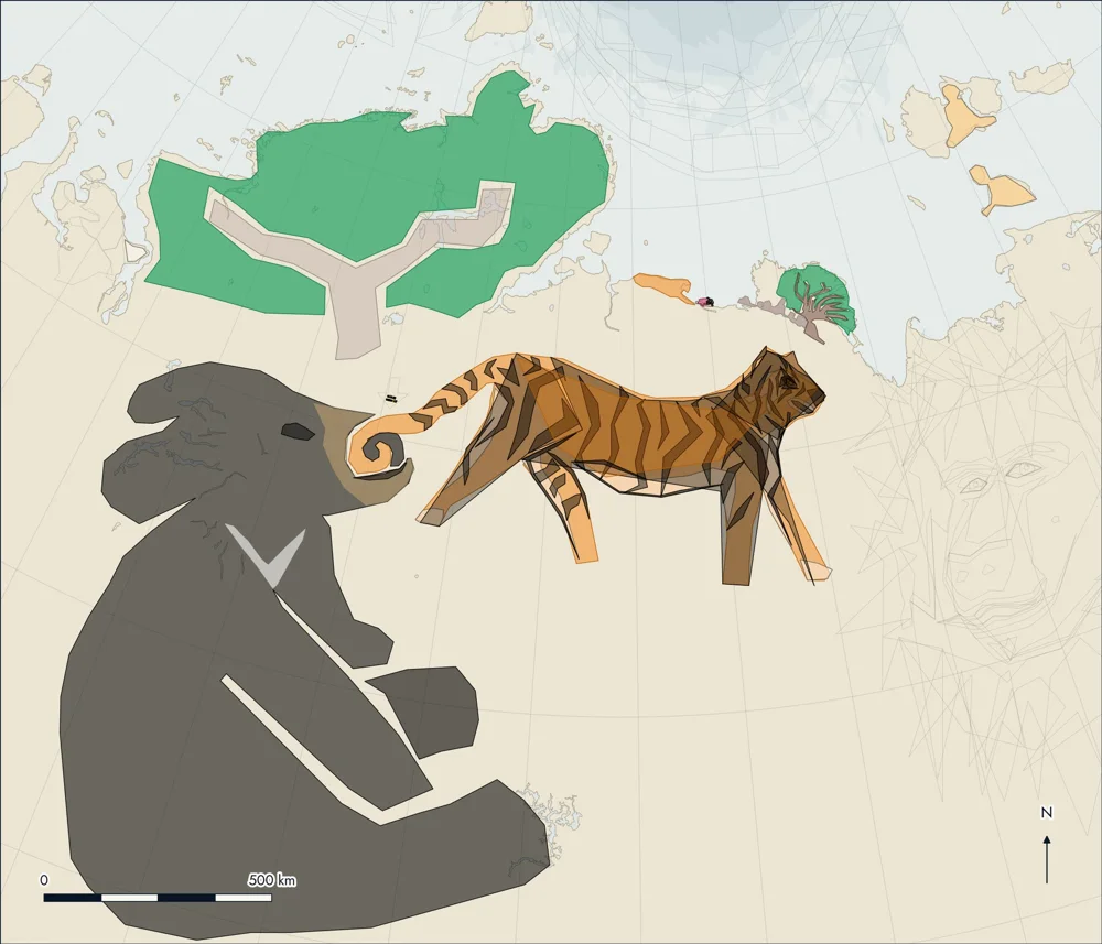 Catalogue plate: Dangun, traced on satellite imagery