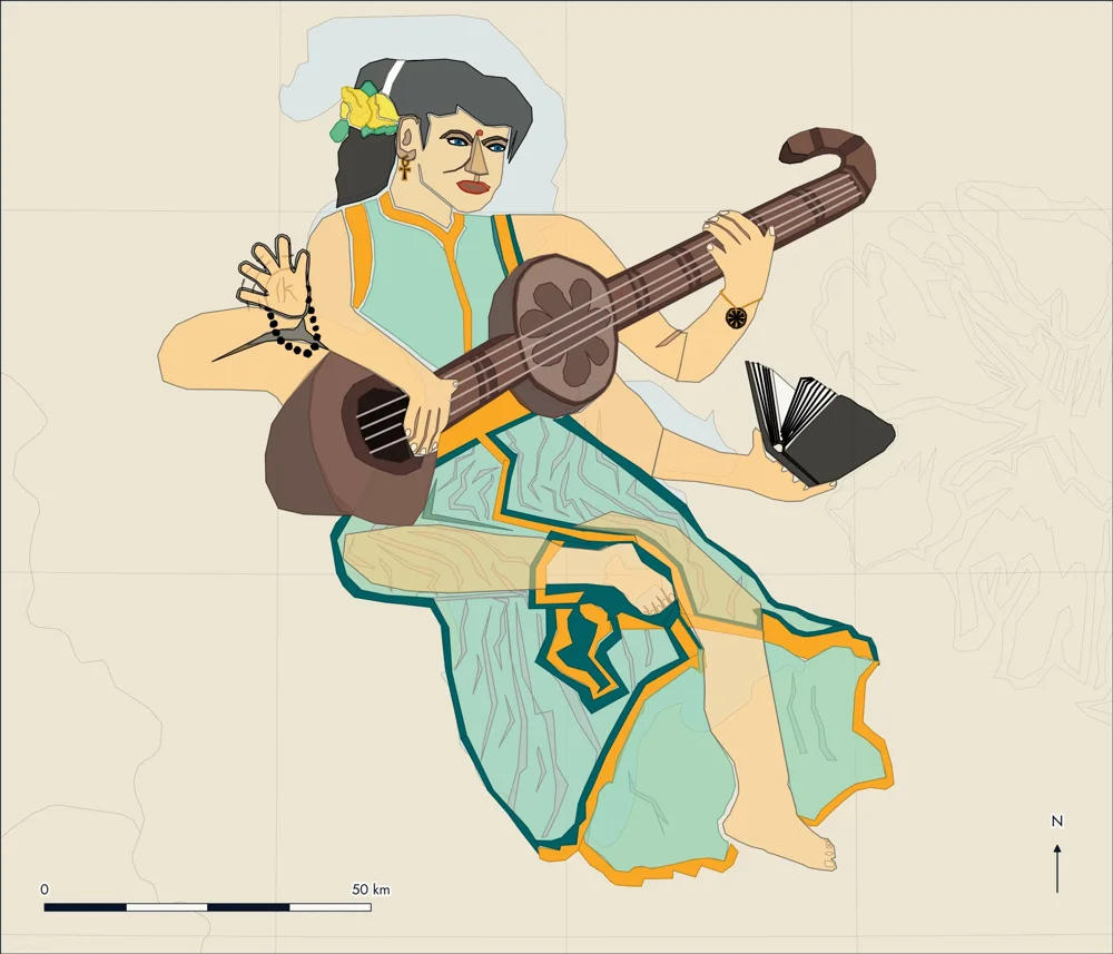 Catalogue plate: Saraswati, traced on satellite imagery
