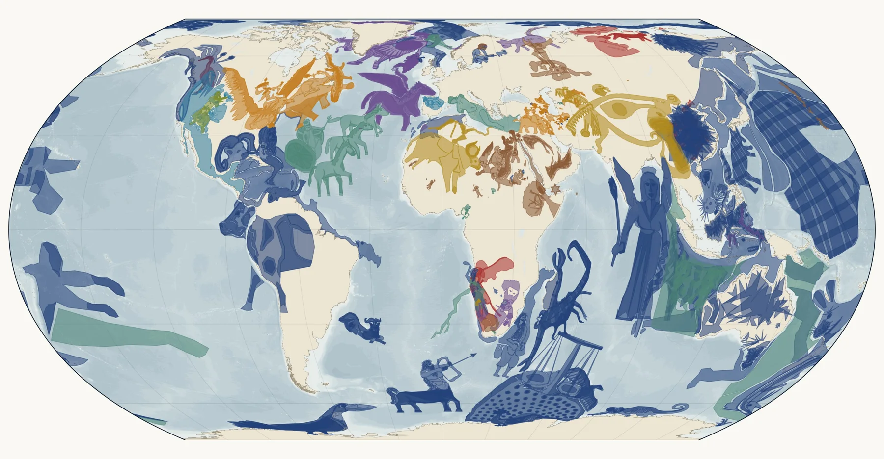 World map showing all 8,213 placemarks of the Heaven on Earth corpus